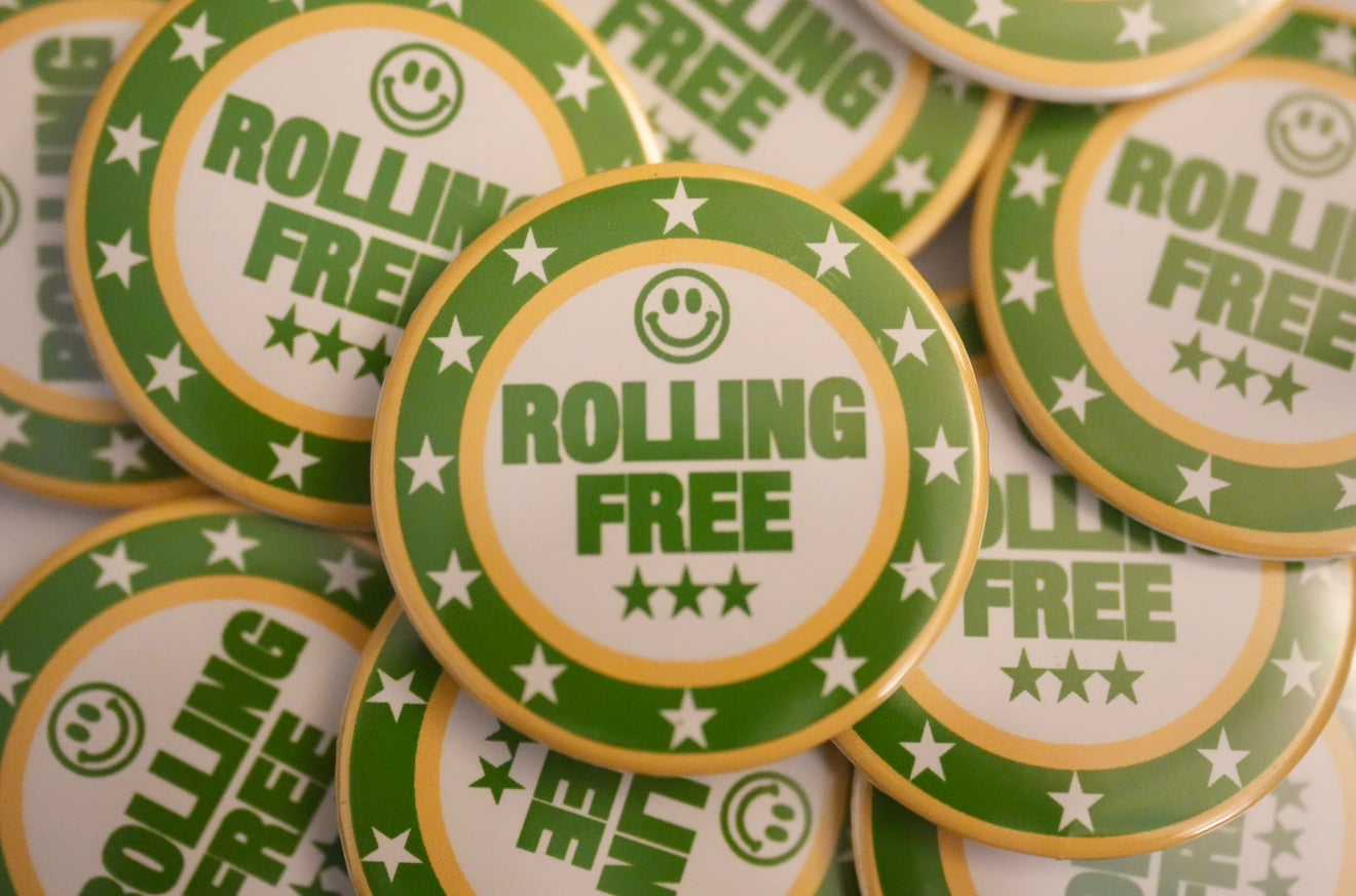 Rolling Free Pinback Button 2.25" (Green)