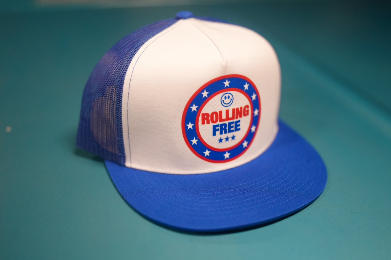 Rolling Free Snapback Trucker Hat (Blue)