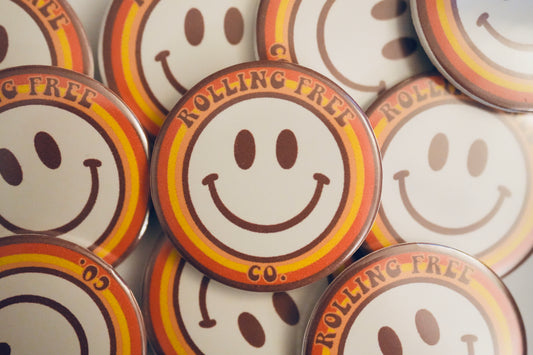 Rolling Free Co. Retro Pinback Button 2.25"