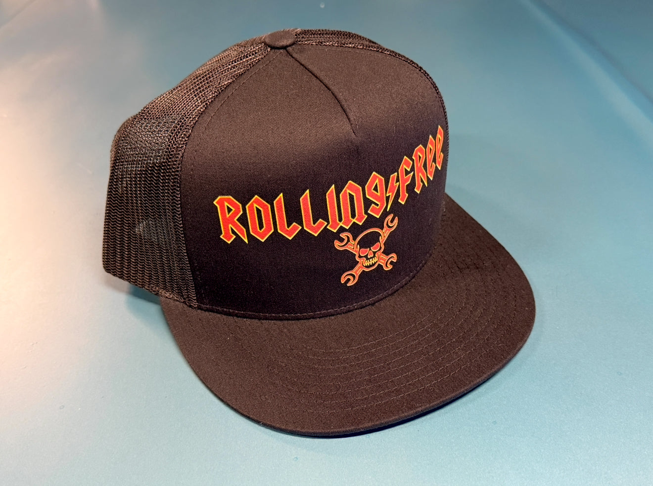 Rolling Free Wrench & Skull GearHead Snap Back Trucker Hat.