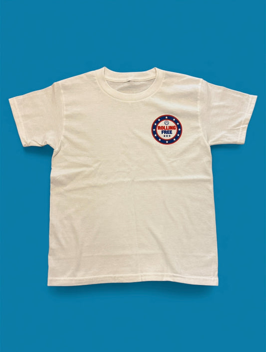 Rolling Free Flagship Youth Premium White T-shirt