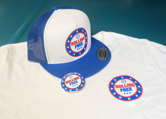 Rolling Free Combo (Hat,T-Shirt & Button!) Adult